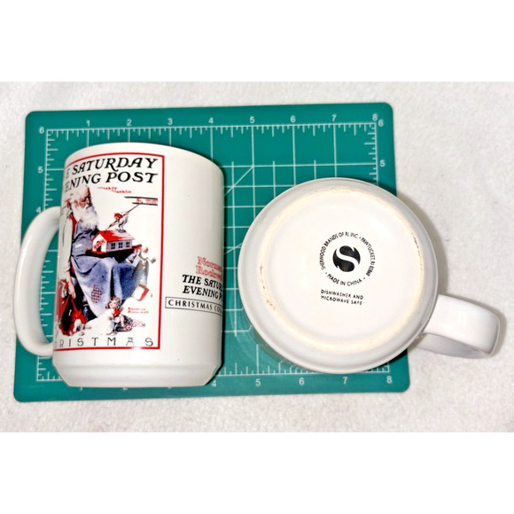 Set of 2 Saturday Evening Post Norman Rockwell Christmas Mug Cup 2002 Collection - Picture 8 of 10